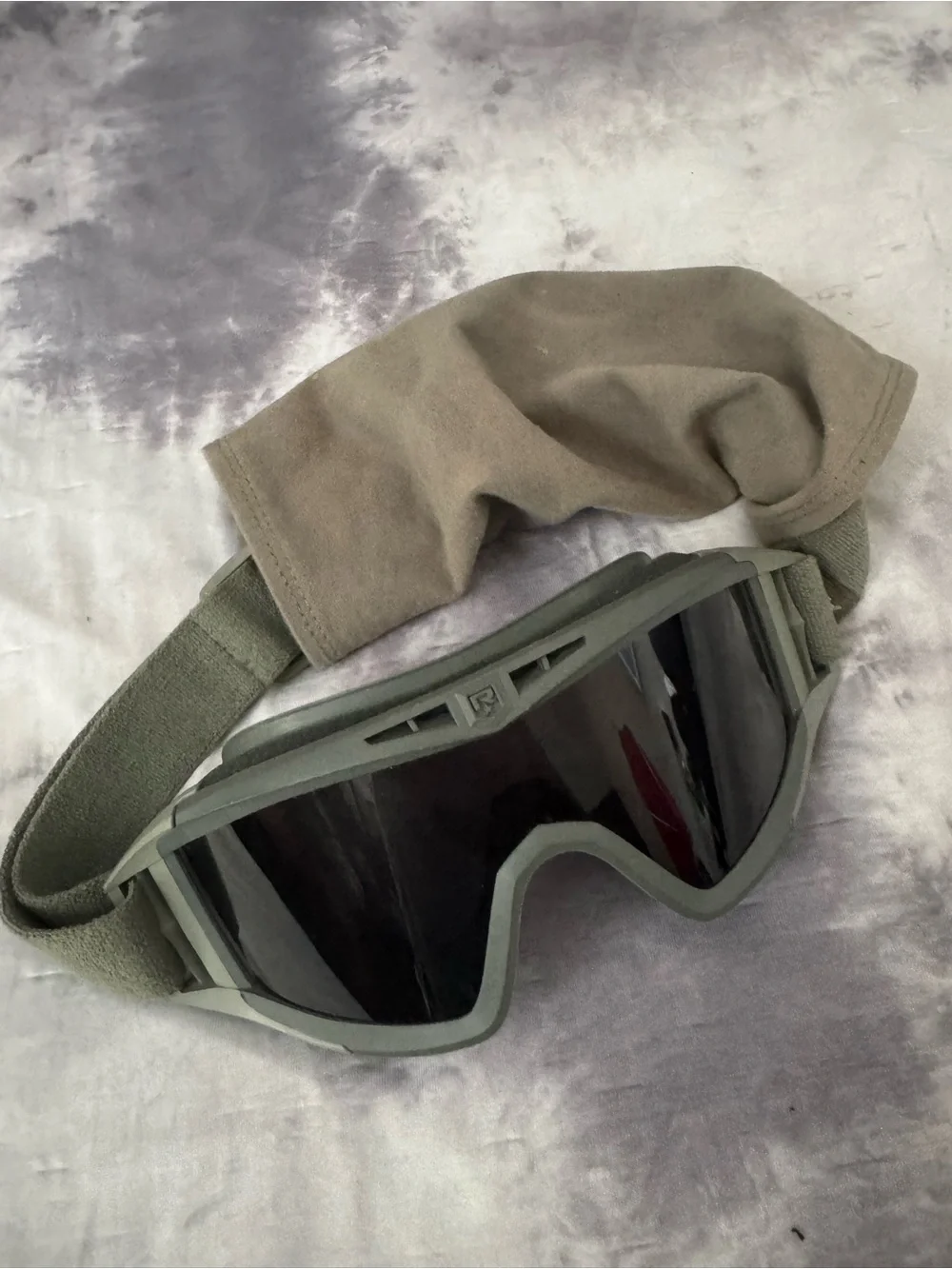 Tactical Olive Green Goggles with Mirrored Lens
